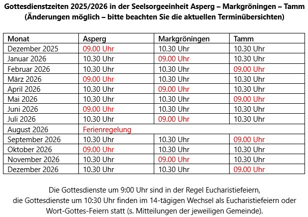 Sonntagsgottesdienste SE 2026 Reinhold